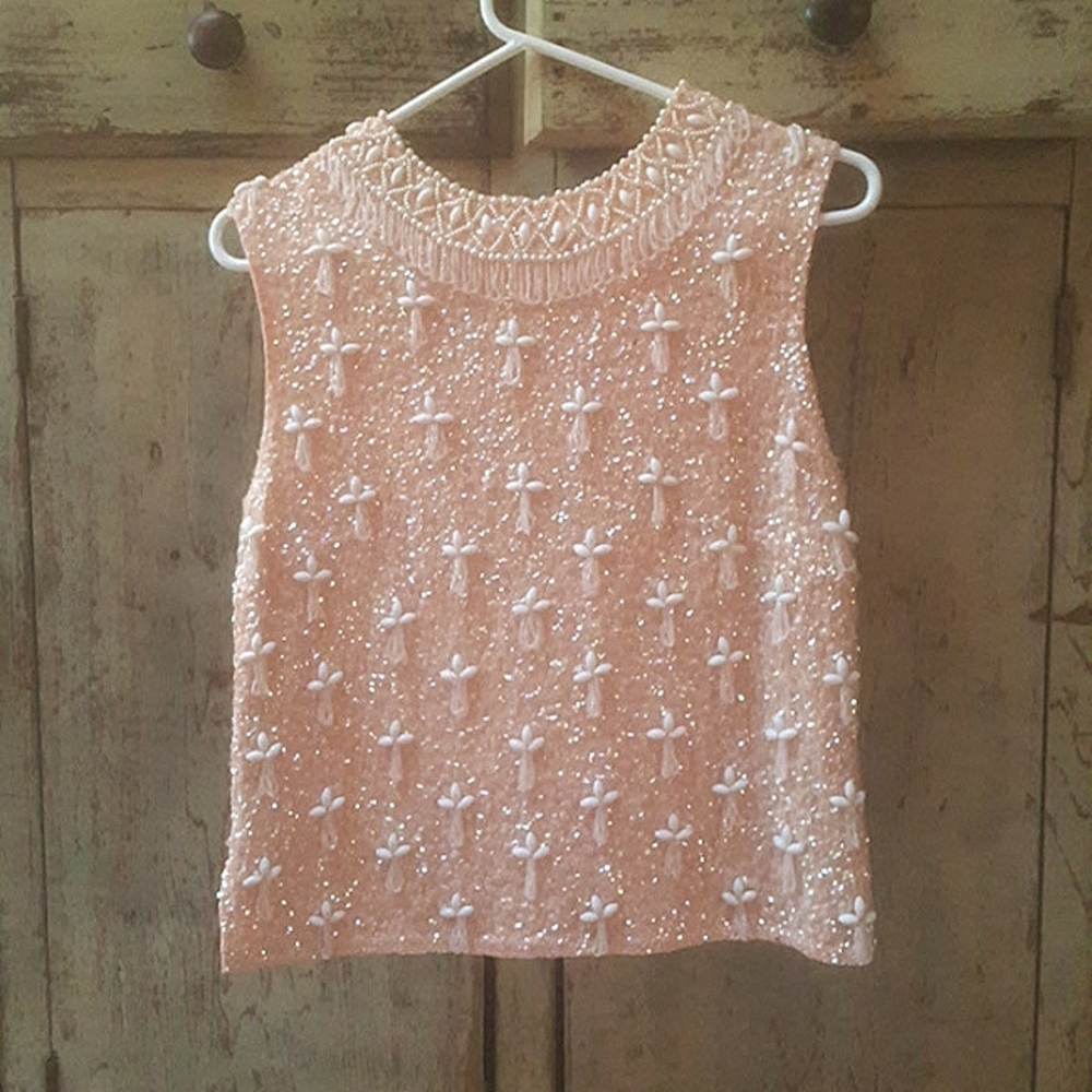 Vintage pink sequin top